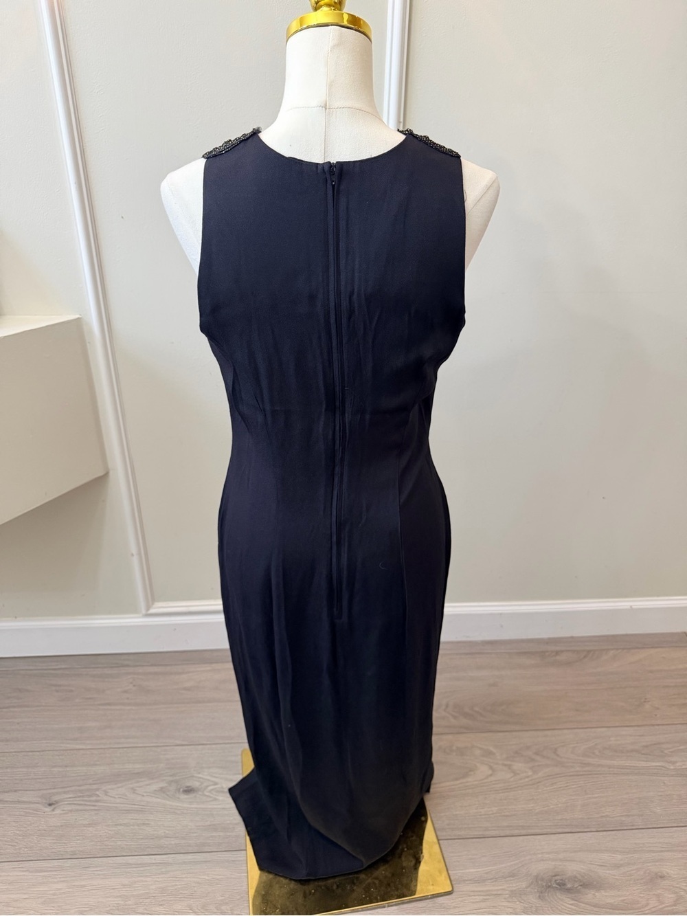 Scarlett Black Maxi Dress with Beaded Crochet Yoke Accent - Picture 4 of 7